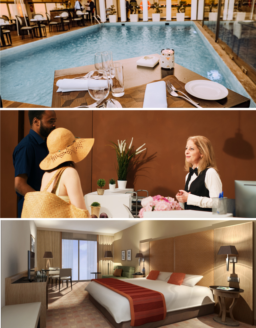 Hotel receptions with customer